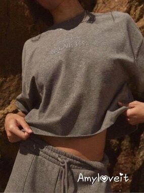 Zara Cropped Metallic BelAir Tee Shirt New #93